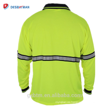 2018 Nuevo 1 bolsillo en el pecho de alta visibilidad Ropa reflectante Uniforme de seguridad Manga larga Hi Vis Polos